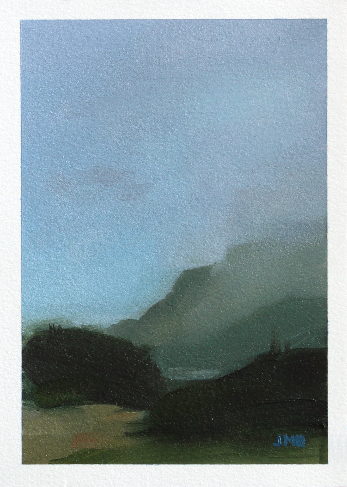 Abstract painting with a gradient of blue and green hues