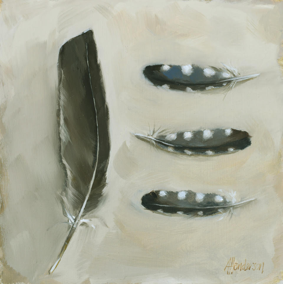 Artistic depiction of feathers on a textured beige background