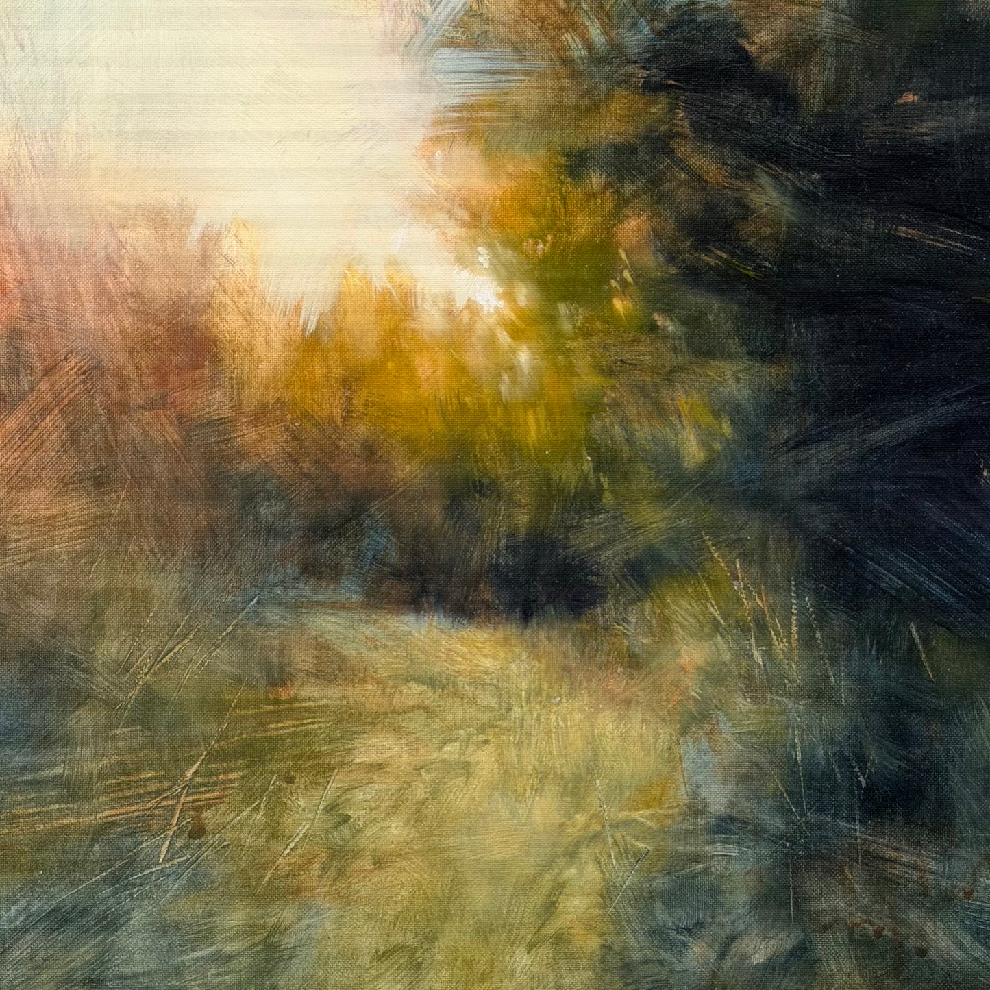 Abstract art with brush strokes in brown, black, and beige