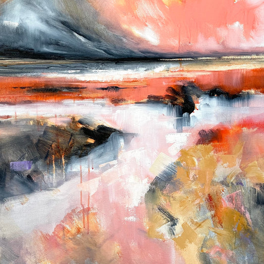Abstract painting with a mix of colors and textures