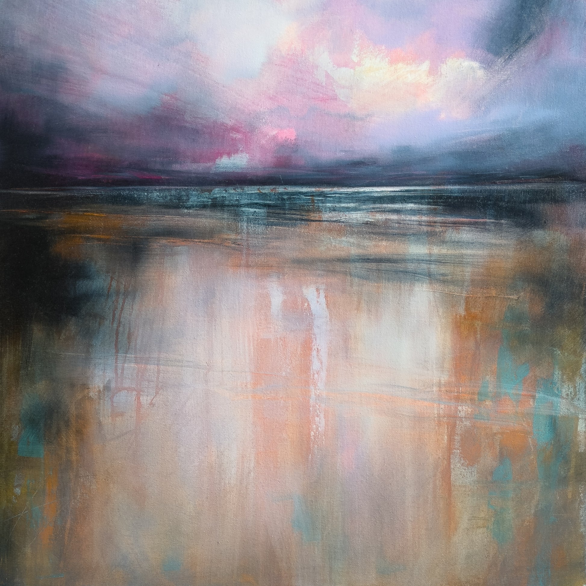Abstract painting with soft, blended colors