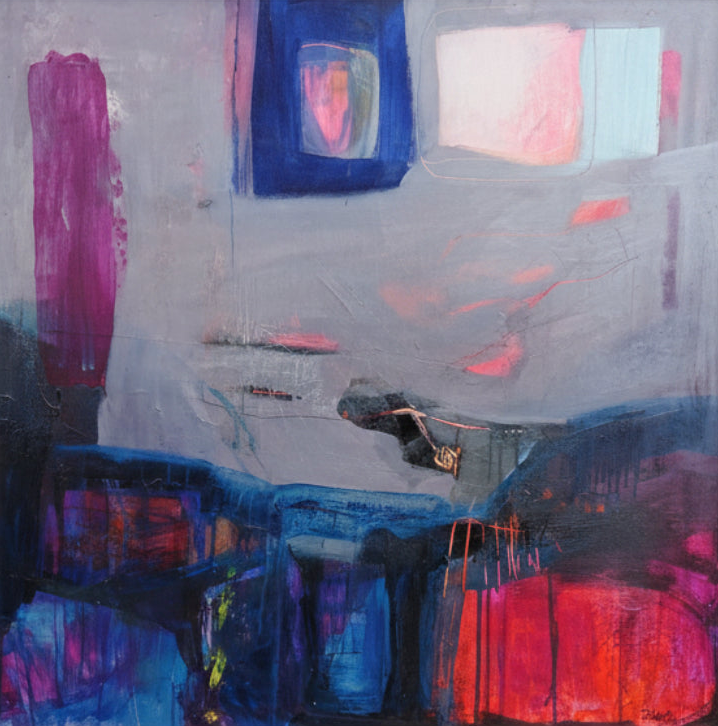 Abstract painting with vibrant colors and textures