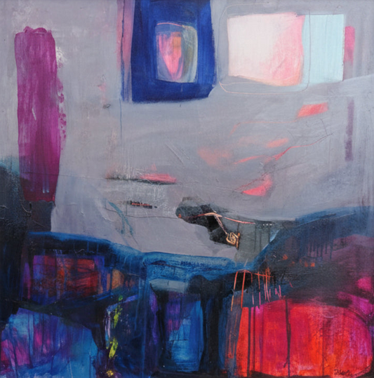 Abstract painting with vibrant colors and textures