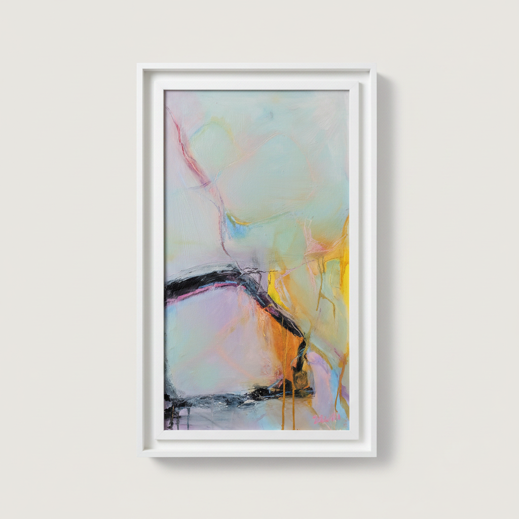Abstract artwork with pastel colors and fluid brushstrokes