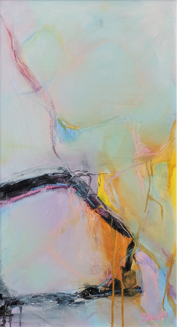 Abstract artwork with a mix of colors on a white background