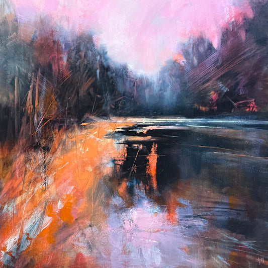 Abstract painting with a mix of colors and textures