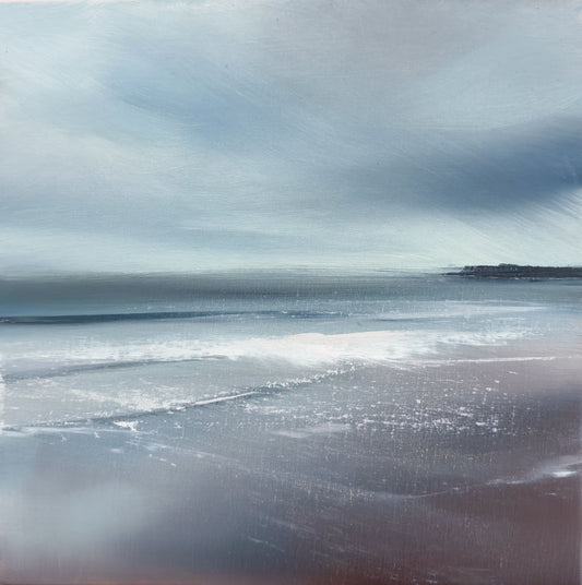 Coastal scene with waves and a cloudy sky