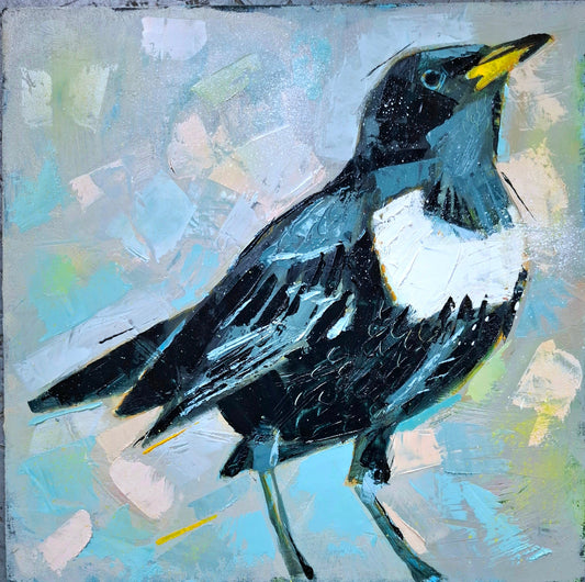 an abstract painting of a ring ouzel