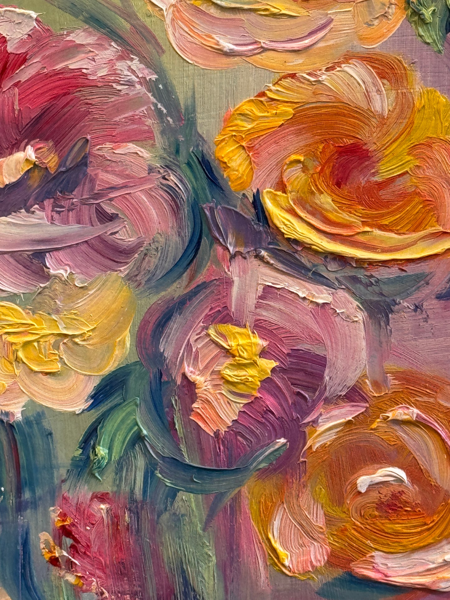 Abstract painting of flowers with vibrant colors