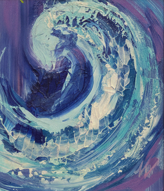 cropped abstract painting of a wave